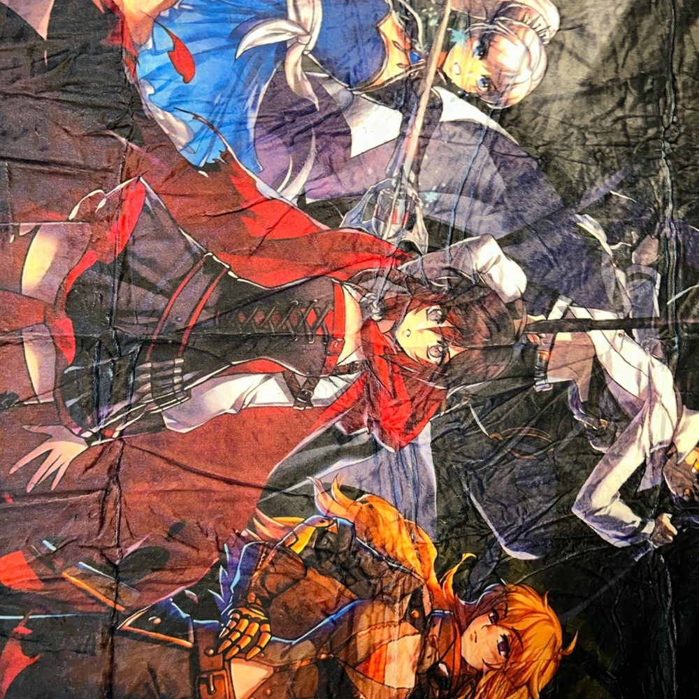 Anime Print Red & Black Plush Throw Blanket